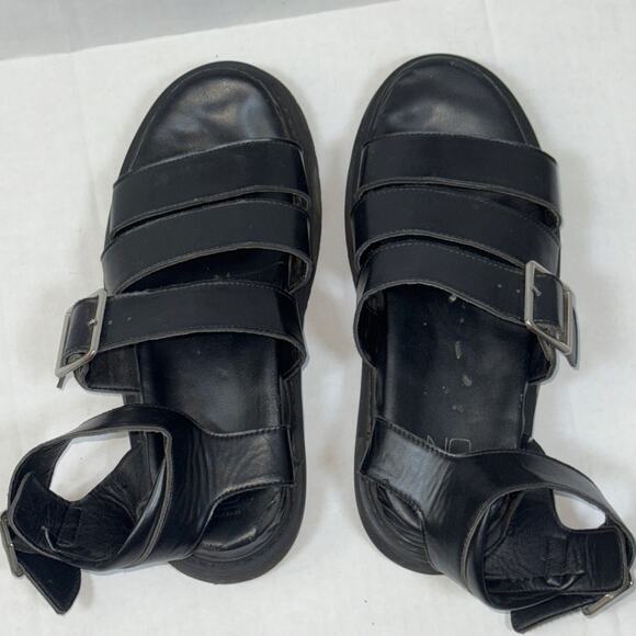 90s No Boundaries Chunky Black Sandals Womens 8 Gryphon Fisherman Lug Grunge - Picture 2 of 9